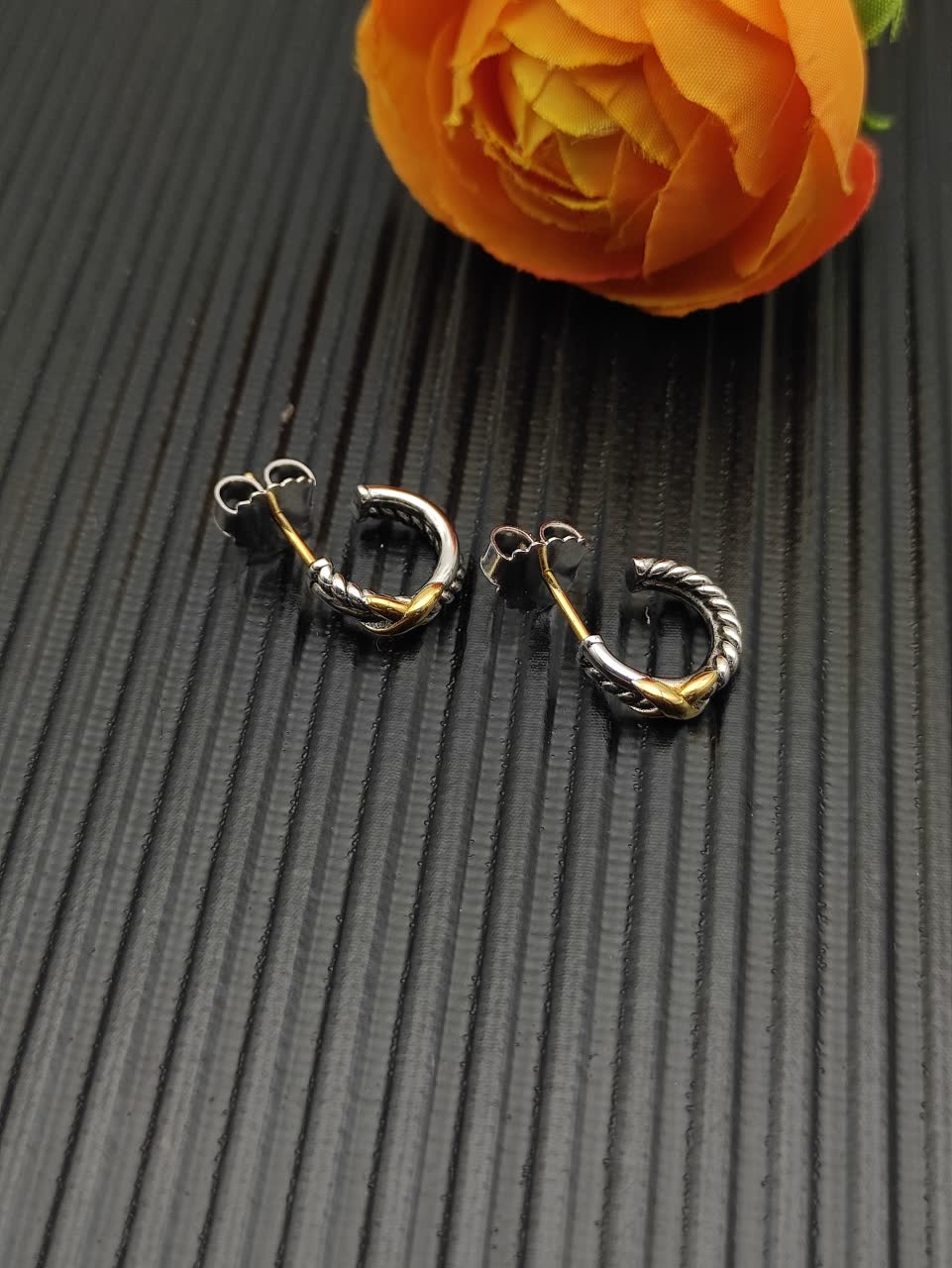 David Yurman Elsa Peretti® Sterling Silver and 18K Yellow Gold X Earrings